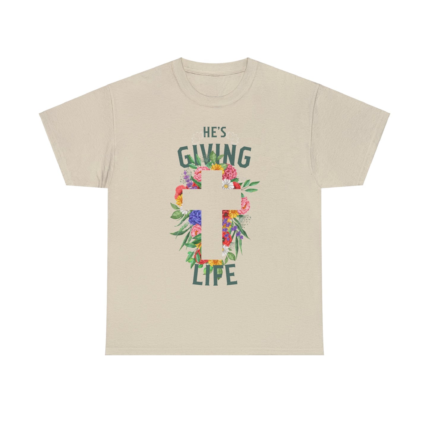 He's Giving Life Heavy Cotton Tee