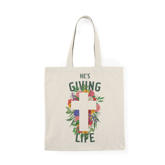 He's Giving Life Natural Tote Bag